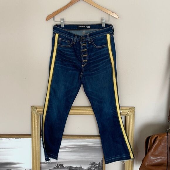 Veronica Beard Denim Bootcut Jeans Size 28 Gold Ribbon Cropped Straight Leg - Picture 5 of 7